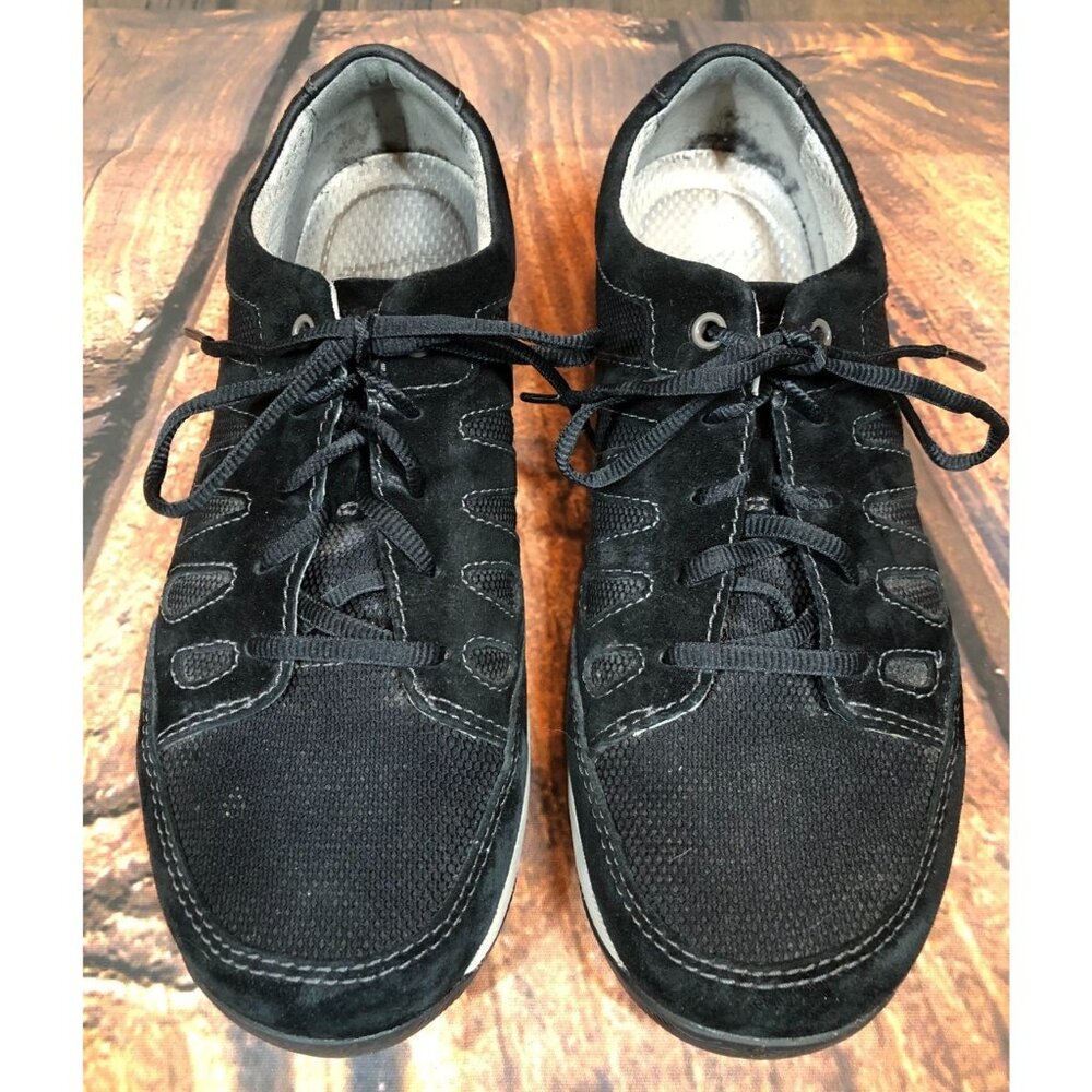 Dansko Womens 40 / 9.5-10 Black Suede Lace-Up Sneaker Shoes  (d5h)